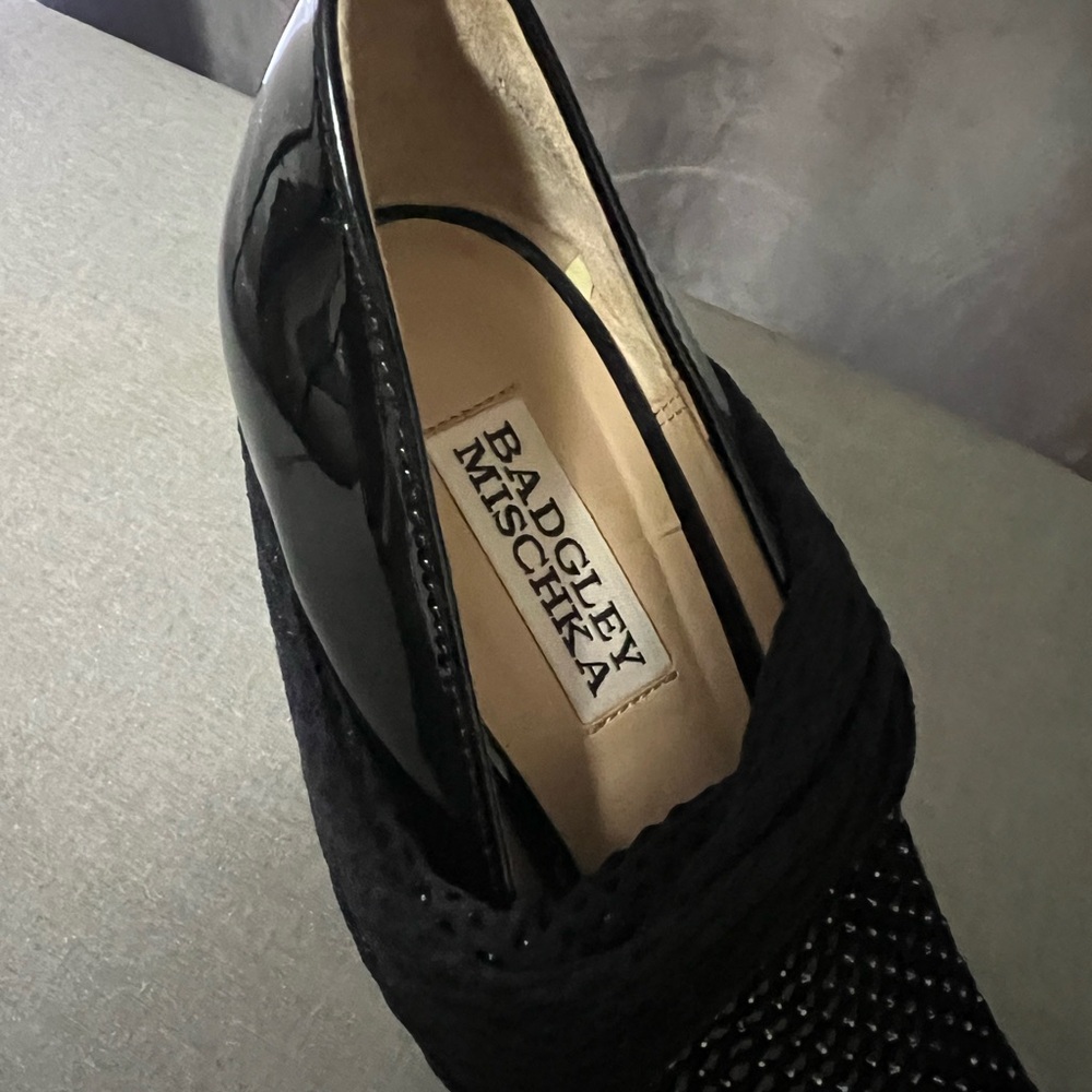 Badgley Mischka Black Mesh Sock heels - Picture 6 of 6